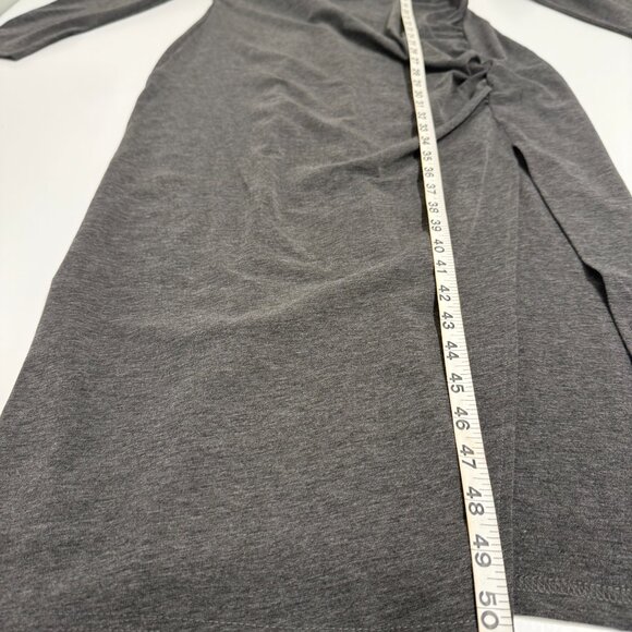 TEMOFON Charcoal Gray Long Sleeve Midi Dress with Side Ruching – Size L - Picture 5 of 10